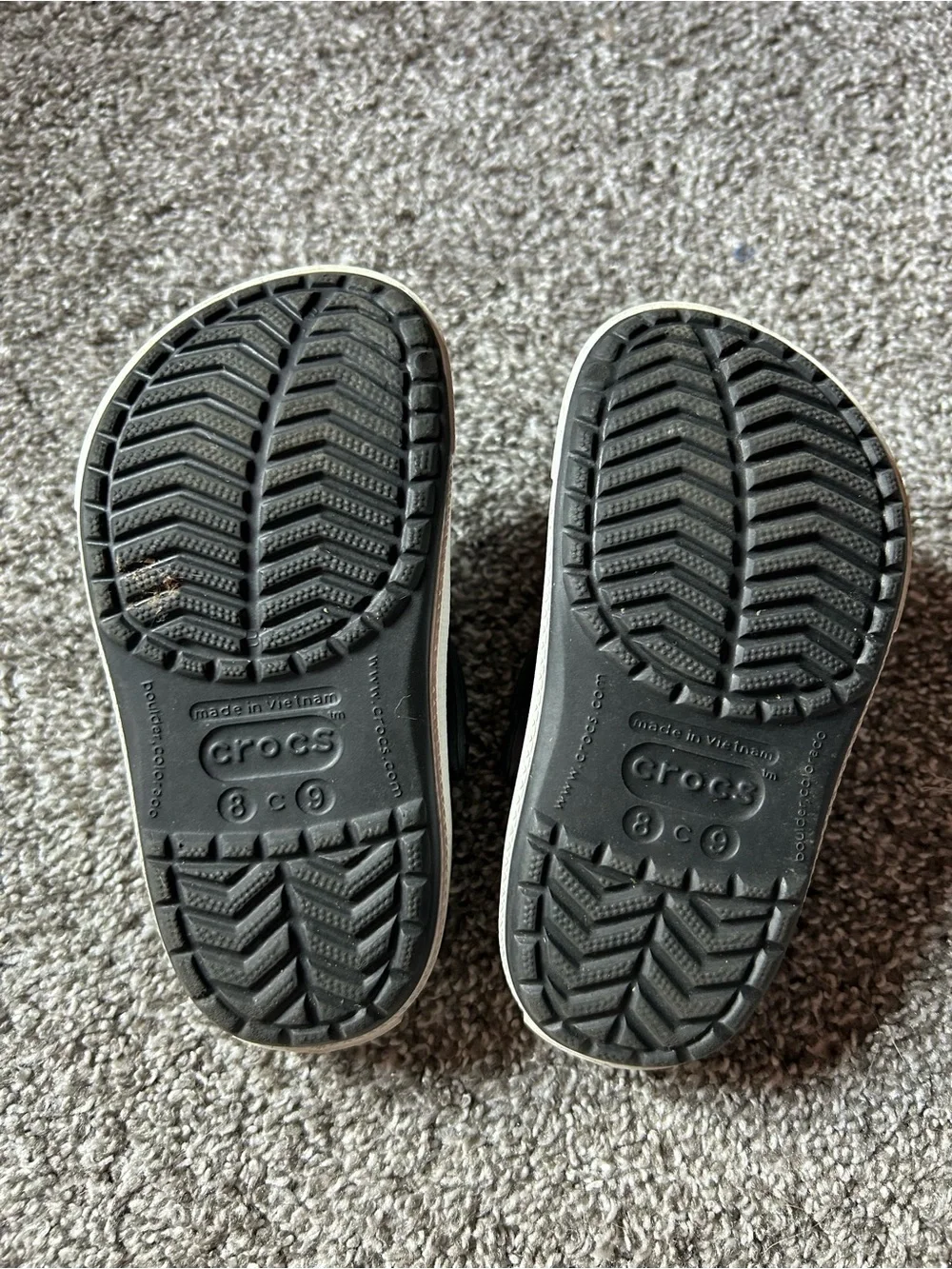 CROCS Kids Black and White Classic Clog with Red Logo